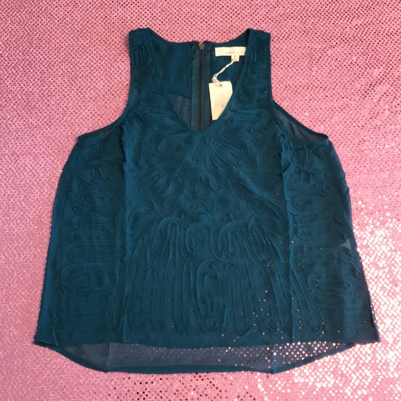 chandi & lia Tops - Chandi & Lia Sheer Teal Blue Green Tank Blouse